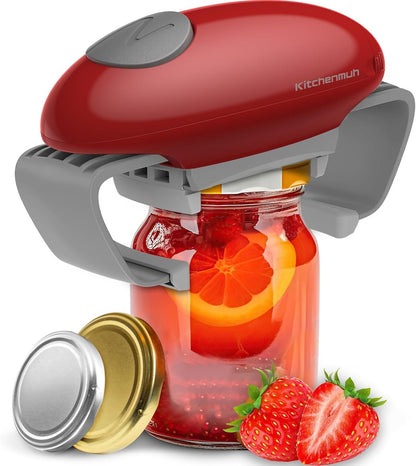 Higher Torque Electric Jar Opener for Seniors with Arthritis Fit Almost Jars Size, Strong Tough Automatic Jar Opener for Weak Hands, Hands Free Battery Operated Bottle Opener for Arthritic Hands Red