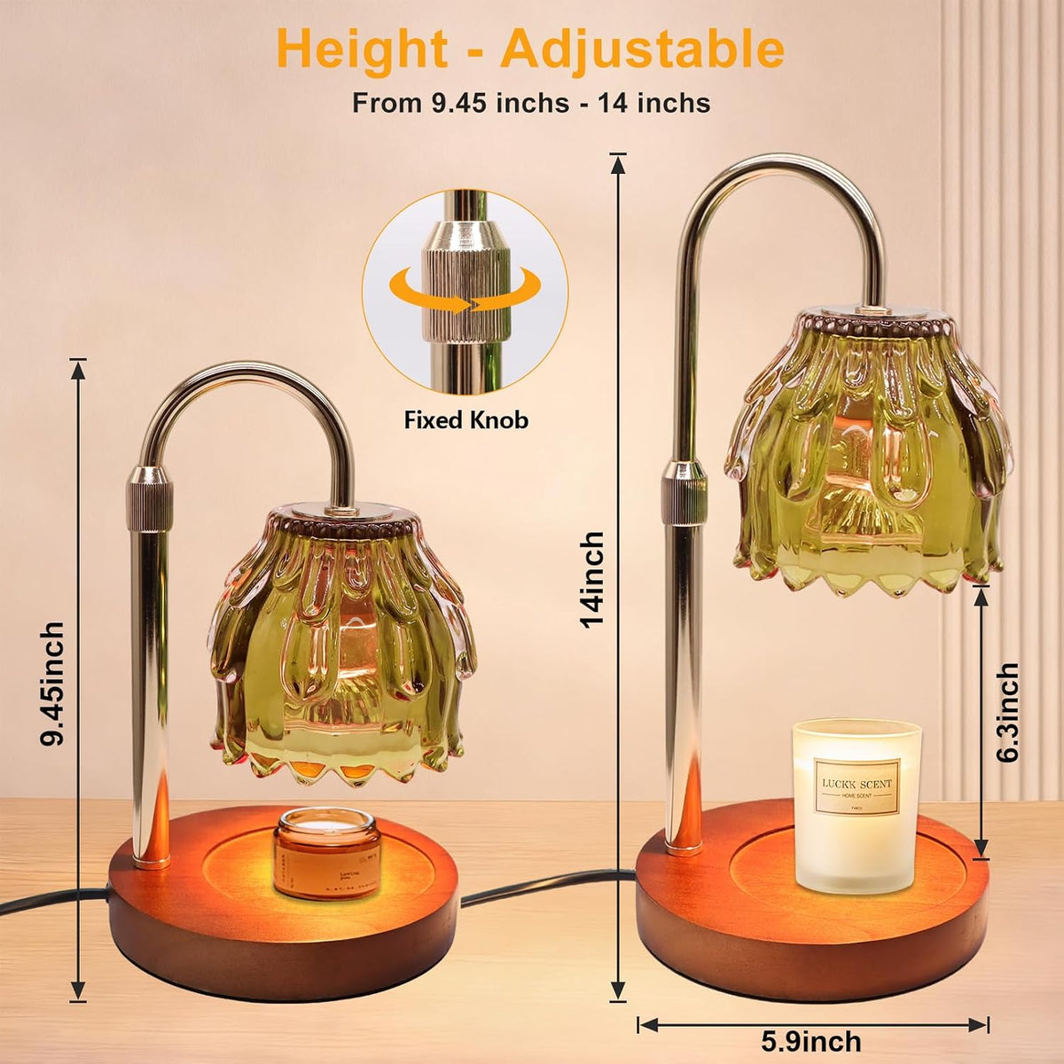 Candle Warmer Lamp with Timer & Dimmer, Birthday Gifts for Women Mom, 4-Level Dimmable Flower Heat Lamp for Jar Candles, Adjustable Height, House Warming Gifts, Home Decor (Purple