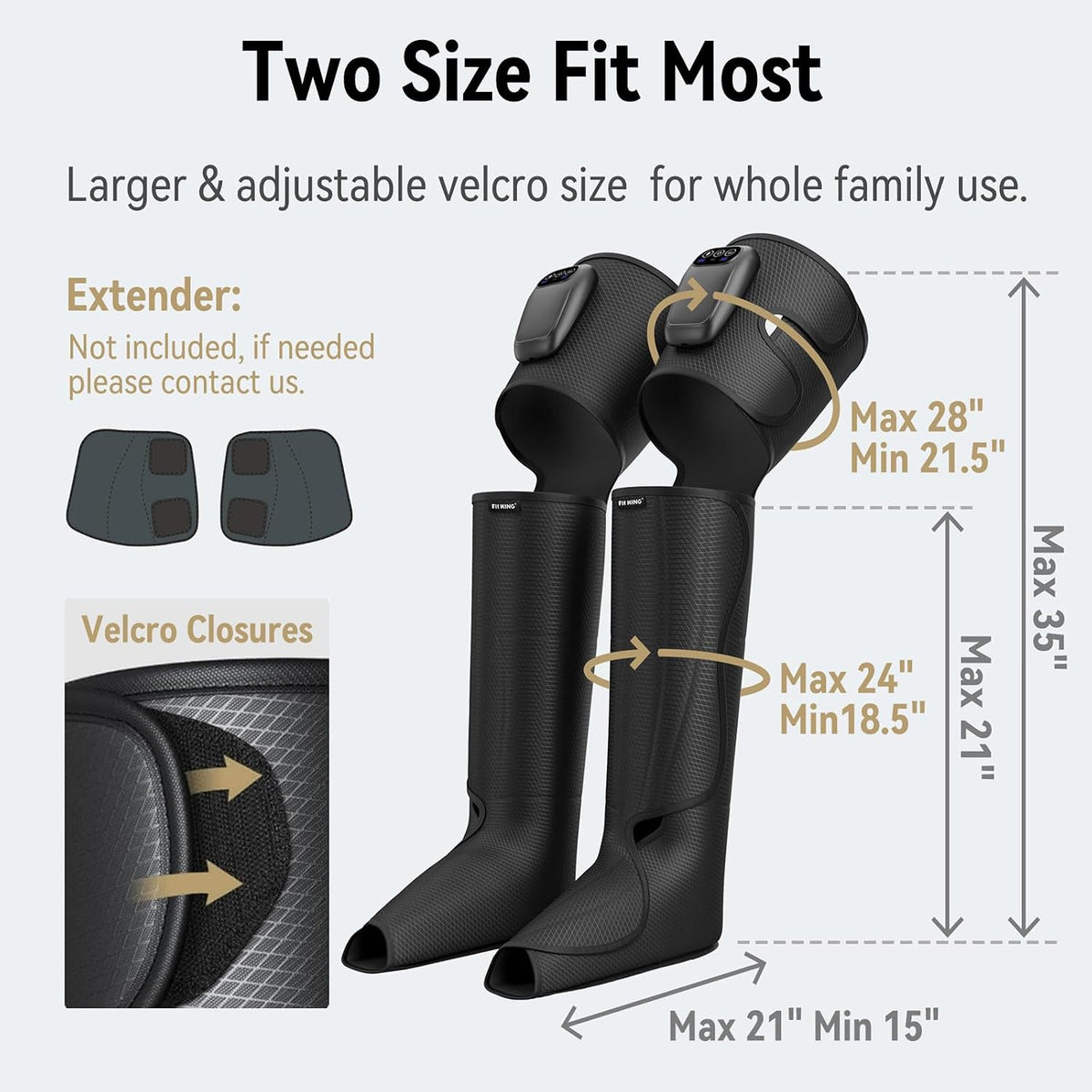 FIT KING Cordless Leg Compression Massager, Foot and Calf Massage Boot
