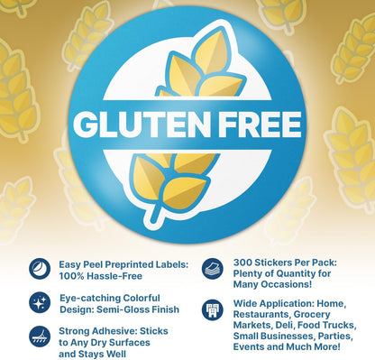 Dairy Free Food Labels Stickers - 1.5" Round Food Allergy Warning Meal Choice Label Stickers for Restaurant Deli Grocery Store Food Packaging, Strong Adhesive & Easy Peel (300 Labels on Sheet)