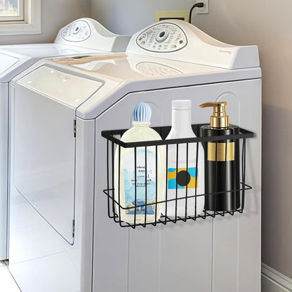 Magnetic Dryer Ball Holder for Laundry Room Dryer Ball Organization, Magnetic Lint Bin for Laundry Room Wool Dryer Ball Organizer, Iron Dryer Ball Container for Laundry Room Storage（Black）