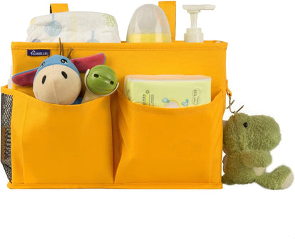 Surblue Bedside Caddy Hanging Organizer Storage Bag Pocket for Bunk, Hospital, College Dorm Rooms, Baby Bed Rails, Camp - 4 Pockets, 2 Hooks (Blue)