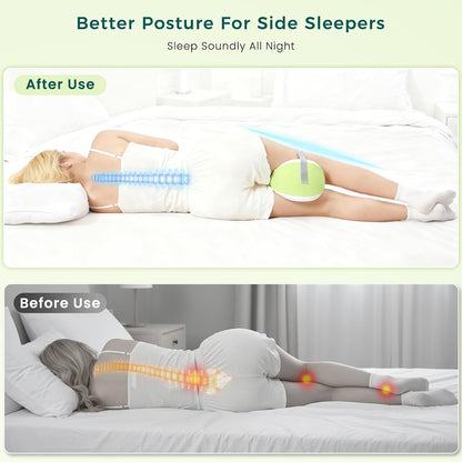 Knee Pillow for Side Sleepers, Leg Pillow with Adjustable Hook & Loop Strap & Removable Washable Cover for Spine Alignment, Sciatica, Hip & Back Pain Relief