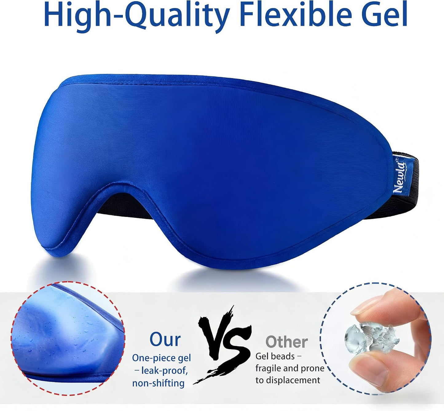 Contoured Cooling Gel Eye Mask: Ice Cold Compress for Puffy Eyes, Dark Circles, Sinus Pain & Surgery Relief, Reusable Therapy, Fits All Head Sizes, Daily Eye Care, Relaxation Beauty Gift, Blue