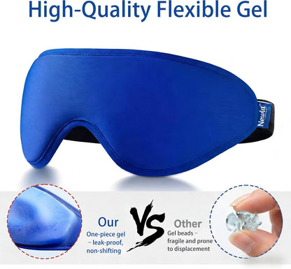 Contoured Cooling Gel Eye Mask: Ice Cold Compress for Puffy Eyes, Dark Circles, Sinus Pain & Surgery Relief, Reusable Therapy, Fits All Head Sizes, Daily Eye Care, Relaxation Beauty Gift, Blue