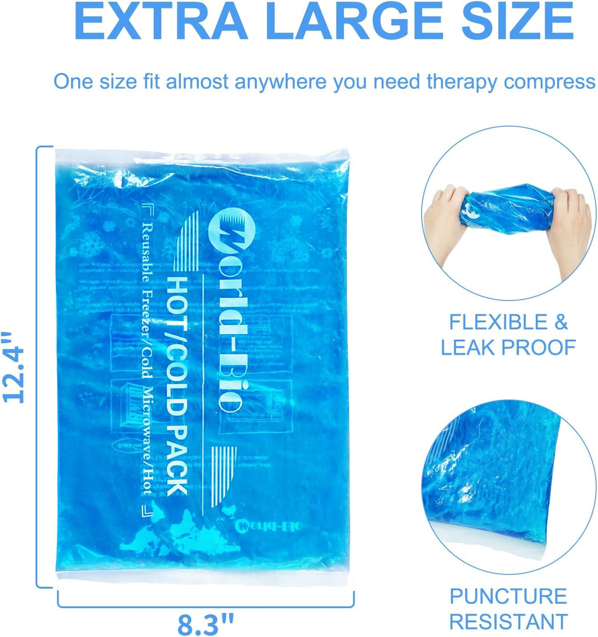 Gel Soft Flexible Ice Packs for Injuries, Reusable Cold Pack, Hot Cold Compress for Joint&Muscle Pain, Surgery Recovery, Inflammation, Swelling, Face, Head, Wrist, Ankle&Foot Injury, -5.1"x6.3"