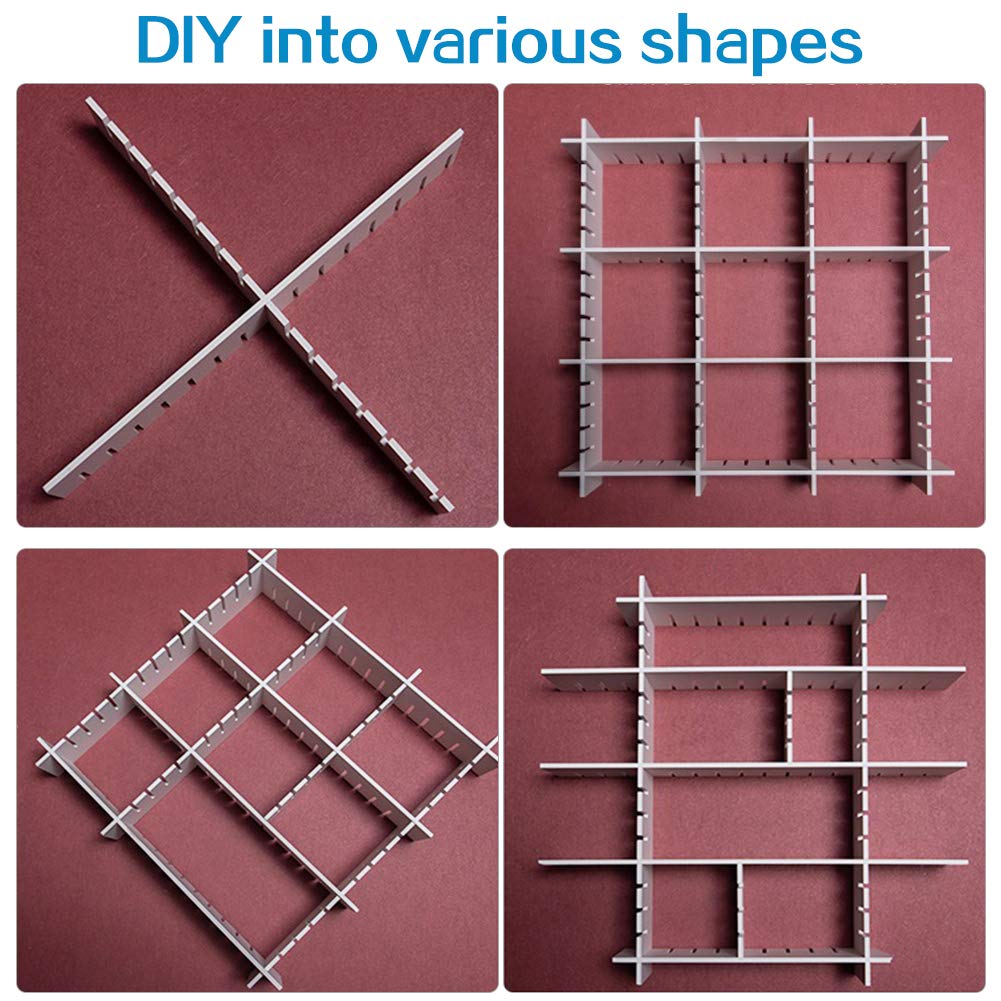 ShineMe Drawer Dividers 8pcs Adjustable Plastic Divider Household Storage Thickening Sub-Grid Finishing Shelves for Home Tidy Closet Stationary Makeup Socks Underwear Scarves Organizer (Black)