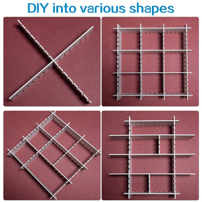 ShineMe Drawer Dividers 8pcs Adjustable Plastic Divider Household Storage Thickening Sub-Grid Finishing Shelves for Home Tidy Closet Stationary Makeup Socks Underwear Scarves Organizer (Black)
