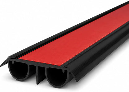 36" PVC Double Bubble Seal Self Adhesive Door Bottom, Stick-On Under Door Draft Stopper, Door Sweep Replacement for 1-3/4" to 2" Doors, Seals Gaps up to 1/2" (Black)
