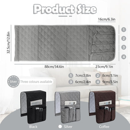 Huakaile Foldable Remote Control Holder Non-Slip Couch Sofa Chair Waterproof Armrest Organizer with 5 Pockets Armrest Organizer Couch Recliner Caddy Fits for Ipad, Phone, Magazines (Coffee)
