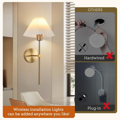 Rechargeable Battery Operated Wall Sconce Sets of 2, 15 Colors Wireless gooseneck Black Wall Lights Fixture with Dimmable Bulbs and Remote, Not Hardwired Wall Mounted Lamps for Bedroom Living Room