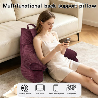 Reading Pillow for Bed with Arms, Back Support, Memory Foam（Grey Black） | Reading Pillow for Bed with High Arm Rests, Back Support Pillow for Sitting Up, Shredded Memory Foam for Reading, TV & Gaming