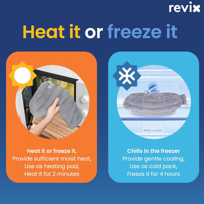 REVIX Microwavable Shoulder Heating Pad for Rotator Cuff, Moist Heating Pads Microwavable with Adjustable Strap, Shoulder Heating Pads for Upper Back Muscle Relaxation & Relief, Gray