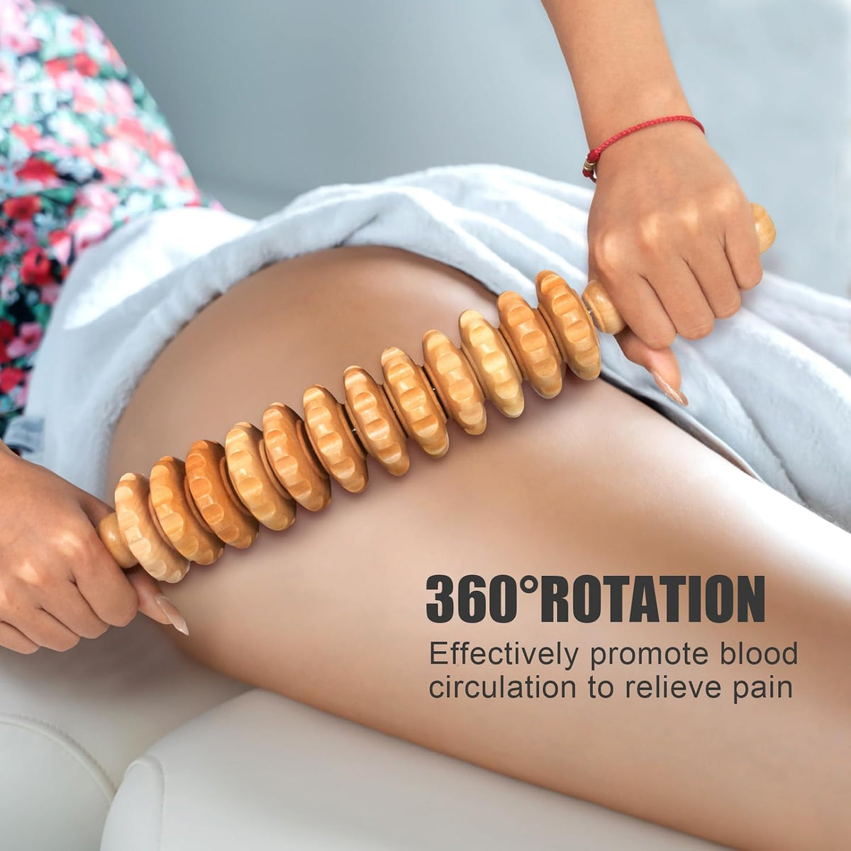 Wood Therapy Massage Tools 12 Roller, Wooden Massager Stick 16.8 Inch,Lymphatic Drainage Tool Cellulite Massager for Cellulite Reduction,Muscle Tension and Body Shaping,Contouring