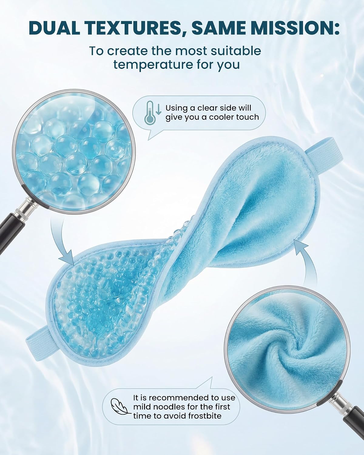 Cooling Gel Eye Mask for Puffy Eyes,Reusable Cooling Eye Mask for Migraine, Headache, Dark Circles, Dry Swollen Eyes, Sinus Pain,Blue