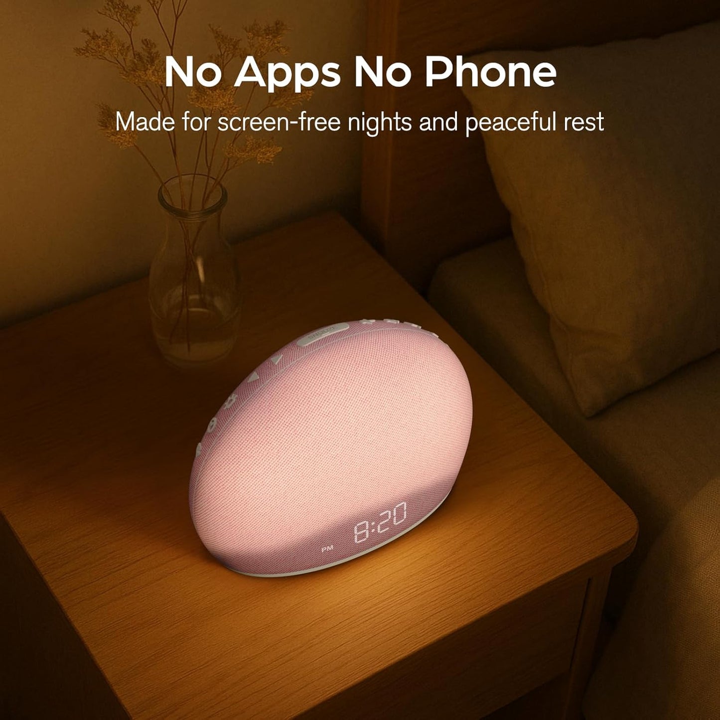 HOUSBAY Sunrise Alarm Clock with White Noise Sound Machine for Bedroom | Wake-Up Light, 5 Gentle Alarm Sounds, 20 Soothing Sleep Sounds, Dimmable Display, Phone-Free Bedside Clock - Pink