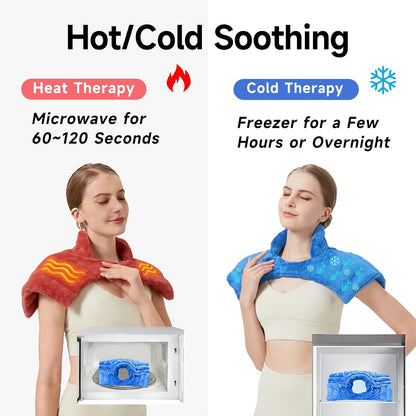 Microwavable Heating Pads, Microwave Heating Pad for Neck and Shoulders, Heated Neck Wrap, Wearable Neck Warmer Microwavable, Hands-Free Weighted Shoulder Wrap for Relax and Soothing