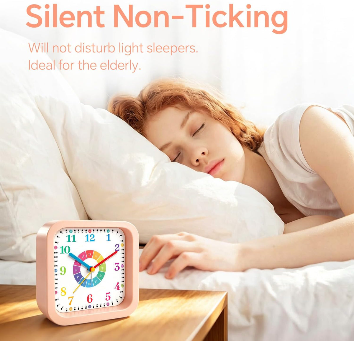 Loud Alarm Clock for Heavy Sleepers, 4.5" Simple Square Analog Alarm Clocks with Silent Movement Battery Operated Easy-to-Read Dial, Plastic Small Desk Clock for Bedroom Teens Seniors, Black