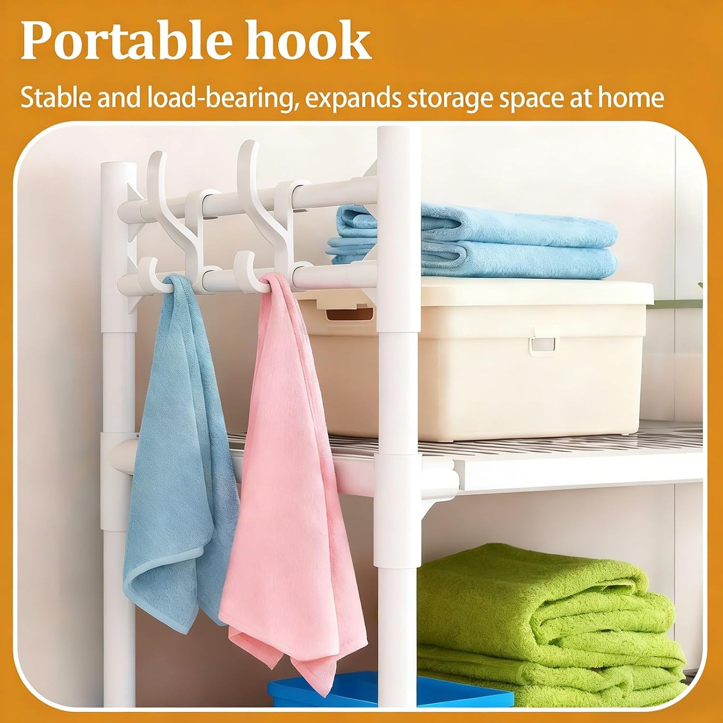 2-Tier Over Washer and Dryer Shelves - Portable Dryer Stand Over Washer with Hooks, Durable Plastic Laundry Organizer for Bathroom/Laundry Room(Black)
