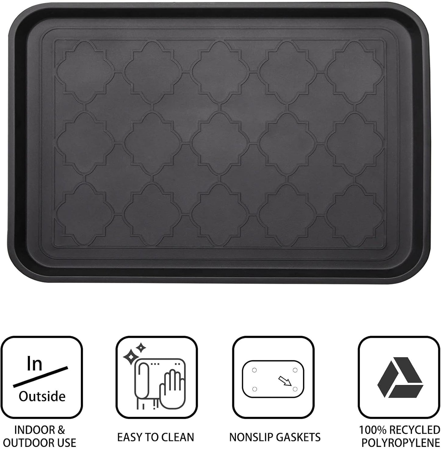 WATANIYA PET Boot Tray for Entryway Indoor, Heavy Duty Shoe Mat Tray 2 Packs, 16.7"x12.8" Waterproof Shoes Trays with Raised Edge, Outdoor Multi-Purpose Mats for Boots, Garden, Pets