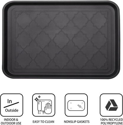 WATANIYA PET Boot Tray for Entryway Indoor, Heavy Duty Shoe Mat Tray 2 Packs, 16.7"x12.8" Waterproof Shoes Trays with Raised Edge, Outdoor Multi-Purpose Mats for Boots, Garden, Pets