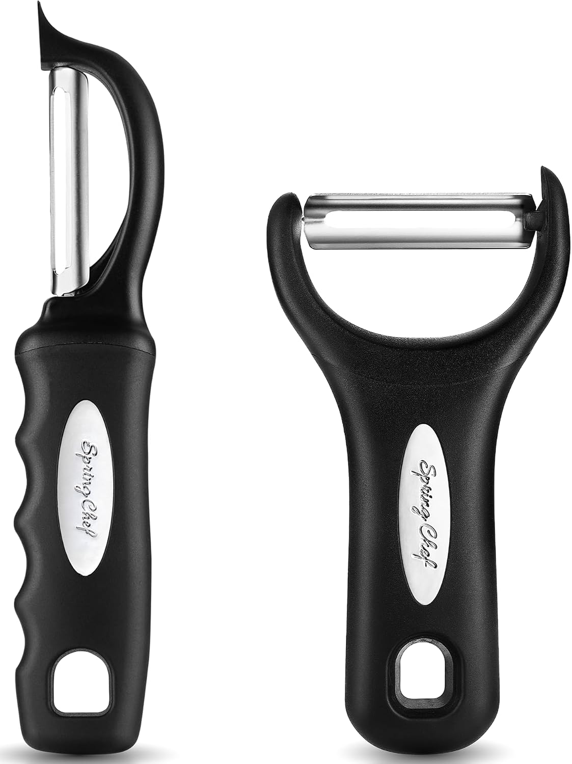 Spring Chef Swivel Potato Peeler & Julienne Vegetable Peeler w/Soft Handle | Premium Multifunctional Peelers for Kitchen with Sharp Stainless Steel Blades & Blade Covers, Dishwasher Safe Veggie Peelers
