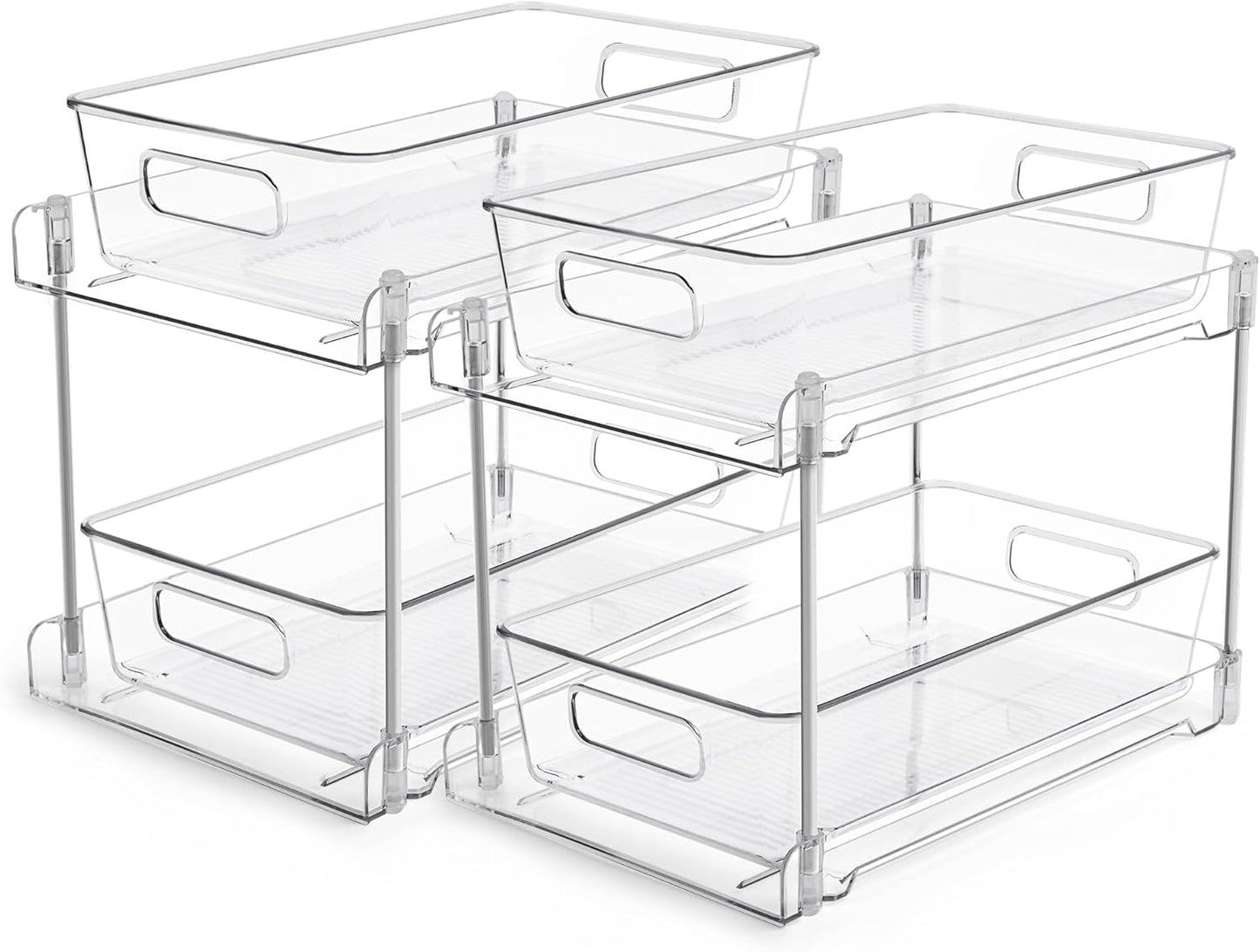 Vtopmart 2 Pack Pull Out Bathroom Under Sink Organizer (S-Standard) | Slide-out drawers, Multi-purpose storage, Clear visibility, Easy Set-up