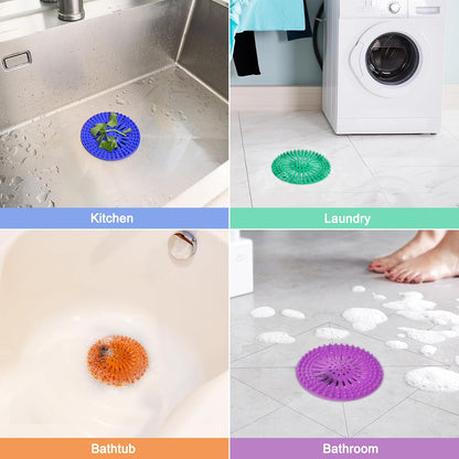 Gotega 5 Pack Sink Drain Strainer, Hair Catcher for Bathroom Tub Shower | Sink Hair Catcher Shower Drain Durable Silicone Hair Stopper Shower Drain Cover Hair Trap, Bathroom Sink Replacement