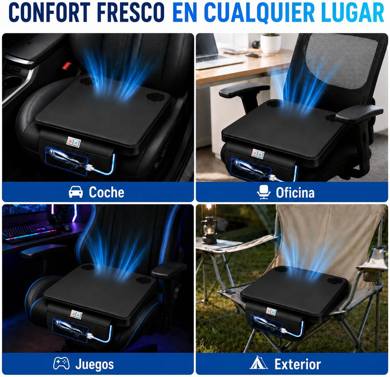 80°F Water Cooling Seat Cushion for Car Seat & Office Chair | 3-Speed Strong Cooling for Long Sitting, 300ml Water Bag, Truck Driver, Wheelchair, Travel & Stadium, Gift for Father, Dad