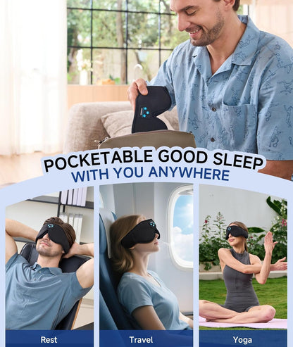 Voerou Sleep Mask with Bluetooth Headphones, Zero Pressure Wireless Sleeping Eye Mask, 100% Light Blocking Sleep Headphones for Side Sleepers, Suitable for Sleep Nap Travel, Cool Gadgets Unique Gifts