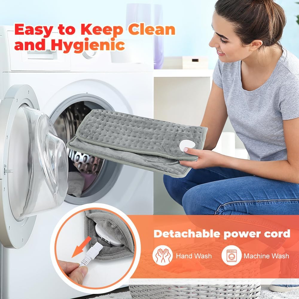 Electric Foot Warmer Heating Pad with 9 Temperature Levels & 4 Timers, Ultra-Soft Washable Heated Foot Mat with LCD Remote Control, Portable Heated Pad for Full Body Back Shoulder Pain Relief