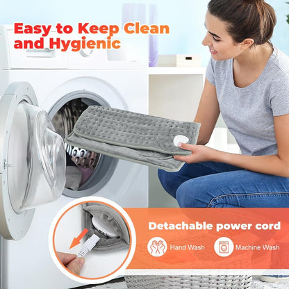 Electric Foot Warmer Heating Pad with 9 Temperature Levels & 4 Timers, Ultra-Soft Washable Heated Foot Mat with LCD Remote Control, Portable Heated Pad for Full Body Back Shoulder Pain Relief