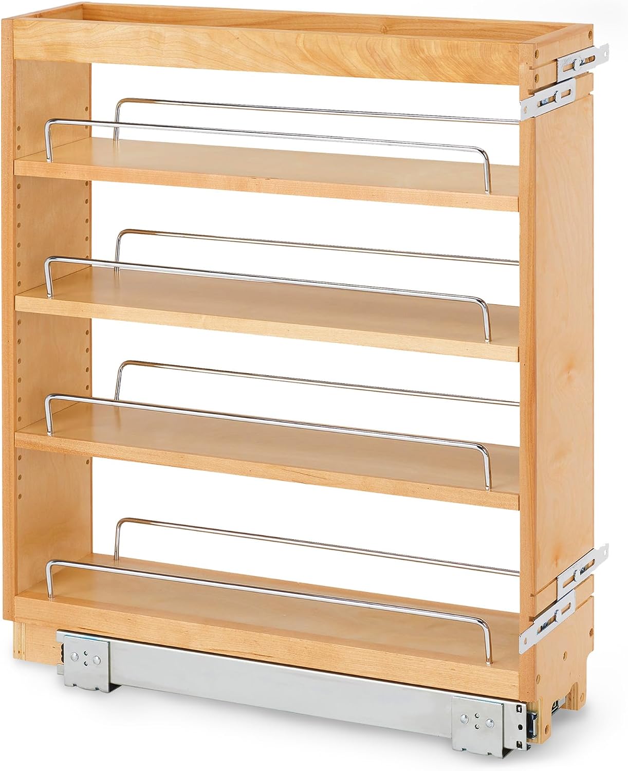 Rev-A-Shelf Pullout Kitchen Cabinet Organizer, Min Cabinet Opening 5.5" W | 5" W Slide Out Pantry Spice or Utensil Storage Rack with Adjustable Shelves for Base Cabinet Organization, 448-BC-5C