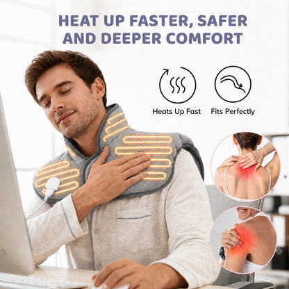 Heating Pad for Neck and Shoulders and Back, Weighted Electric Heat Pads | Heating Pad for Period Cramps with 6 Heating & 4 Timer Setting, Soft Comfort Fabric, Christmas Birthday Gifts for Women Men