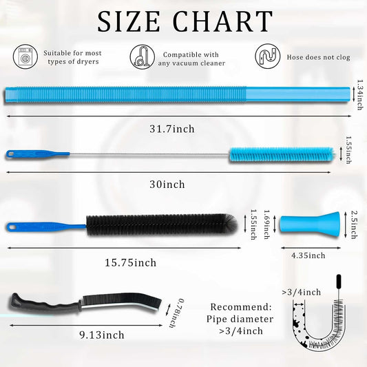 Dryer Vent Cleaner Kit - Compatible Universal Vacuum Attachment Hose with Most Vacuum Cleaner, Dryer Lint Cleaner Kit and Cleaning Brush Tools for Efficient Dryer Vent Hose Maintenance (Black)
