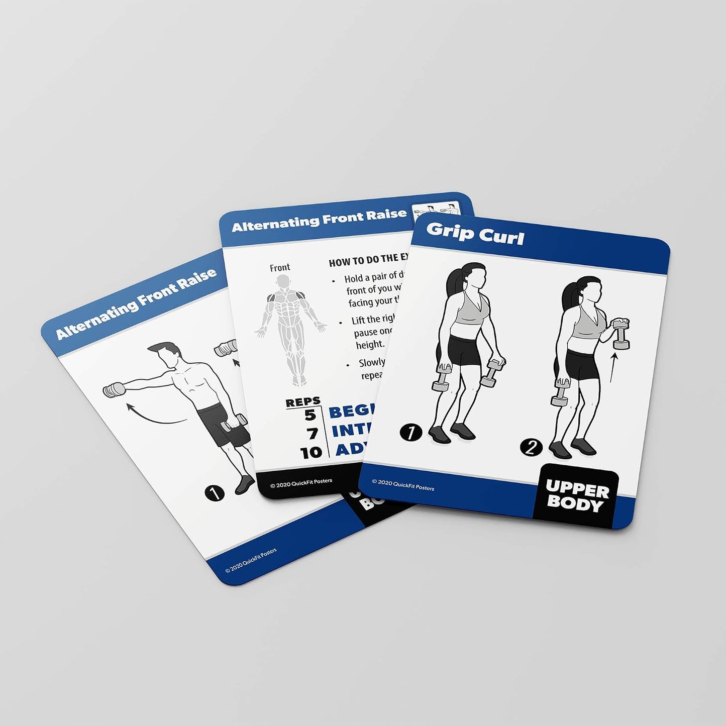 3 Pack - Dumbbell, Bodyweight & Yoga Pose Exercise Cards - Fitness Workout Playing Cards
