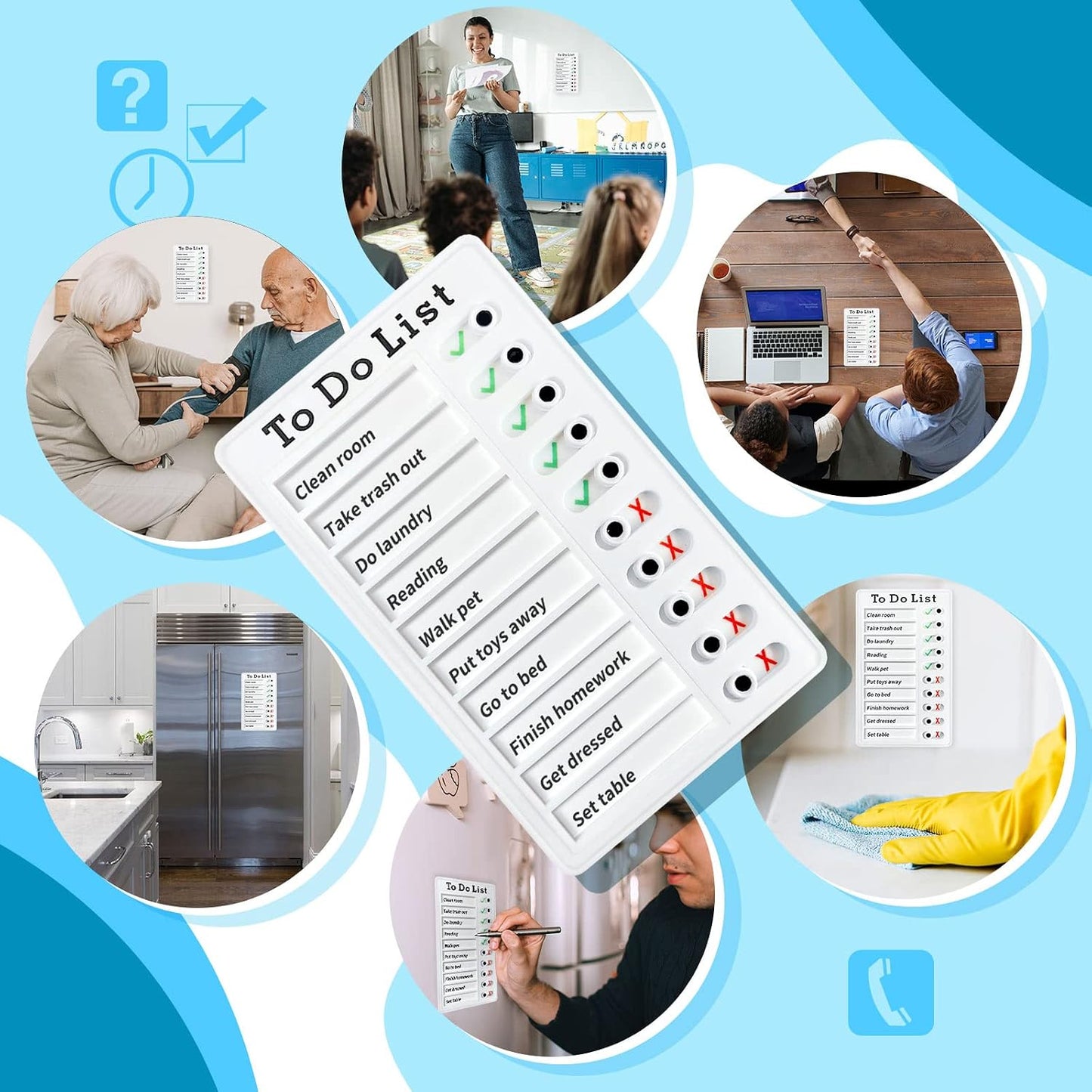 Chore Chart for Kids: Dry Erase Visual Schedule, Magnetic Bedtime/Morning Routine Chart - Toddler Chore Board, Checklist, To Do List for Kids (2 morning checklists, 2 bedtime checklists)