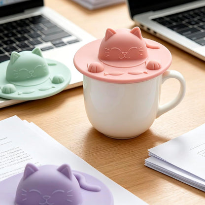 Enenes 4 Pack Silicone Tea Bag Holder and Squeezer, 4 Inch Cat-Shaped Cup Lid Cover for Tea Bags, Reusable Dishwasher Safe Mug Cover for Tea Cups and Coffee Mugs