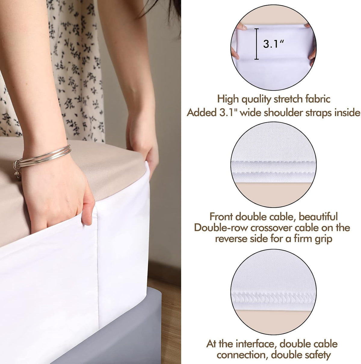 Bed Sheet Holder - Queen Fitted Sheet Only Straps，Holds The Flatbed in Place and Converts It Into A Fitted Sheet, Bed Sheet Fastener Holder, Fits All Mattress Heights- Queen 60” X 80”