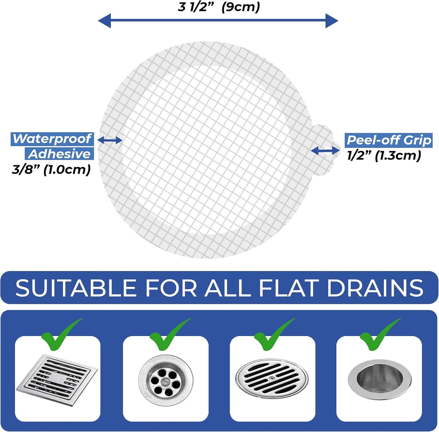 35 Pack Hair Catcher Shower Drain Disposable Mesh Stickers (Round)