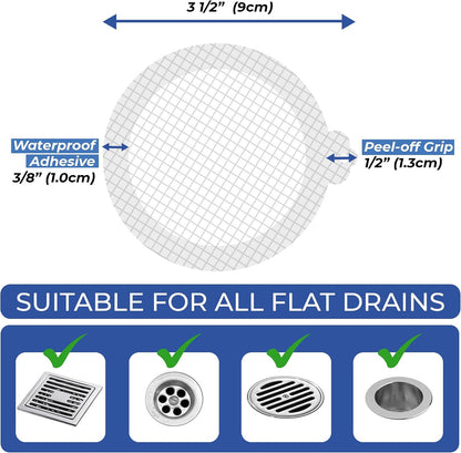35 Pack Hair Catcher Shower Drain Disposable Mesh Stickers (Round)