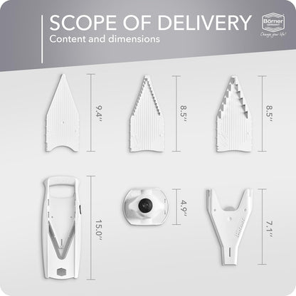 Mandoline Food Slicer Börner V5 (Starter Set) by Reston Lloyd • V-Slicer with Food Holder • Made in Germany • Fruit & Vegetable Chopper • Multiple Settings • Color: White
