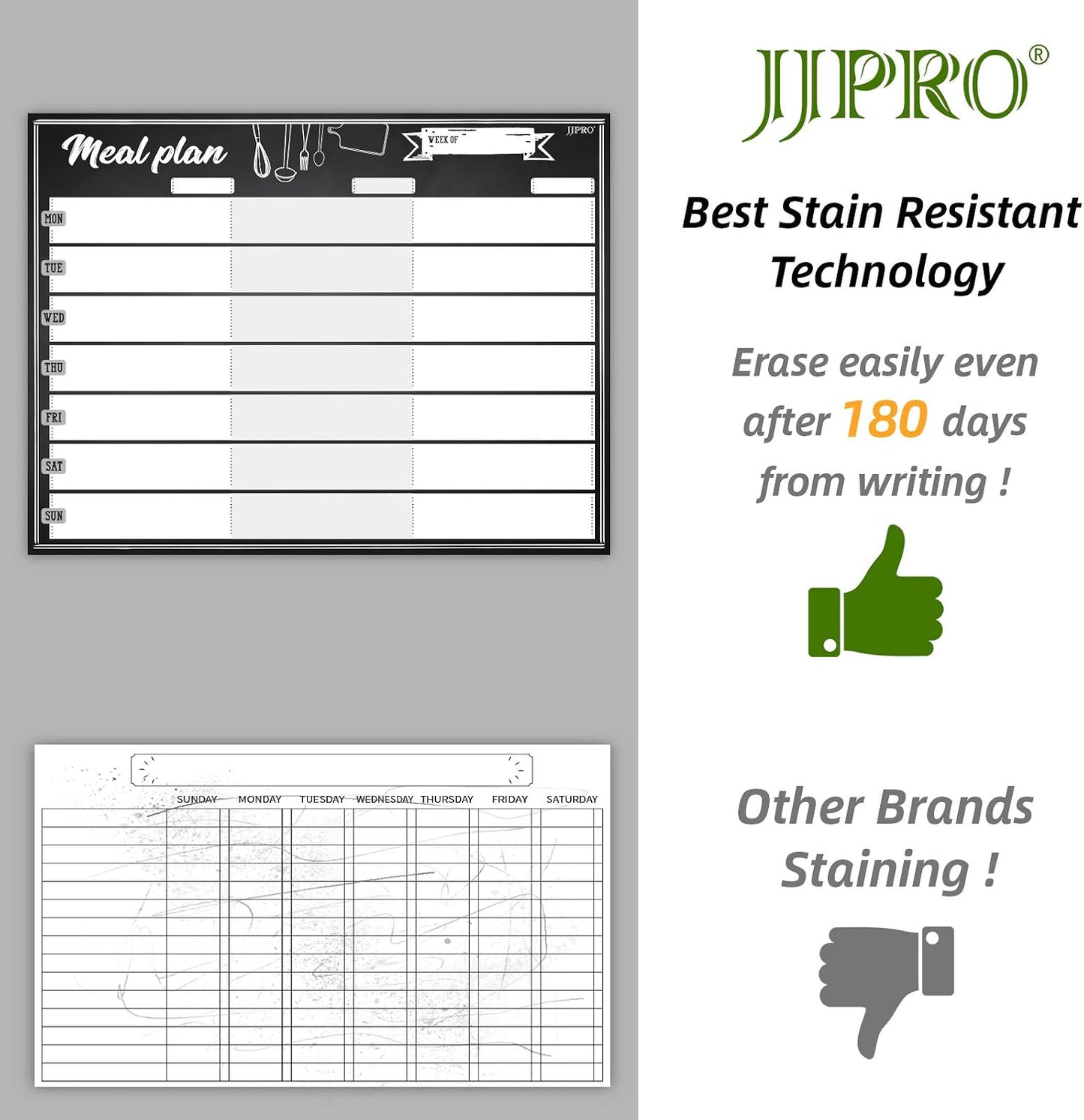 JJPRO Magnetic Dry Erase Meal Planning Whiteboard for Refrigerator-One 14.5x11 Weekly Menu Board and Two Notes Whiteboard for Kitchen Fridge-Refrigerator Organizer with Meal Planner Boards