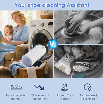 2-Pack Shoe Washing Machine Bags for Sneakers & Delicate Shoes, White | 3X Fade-resistant Fabric and 20,000+ Dense Fibers Lift Dirt, Protect Shoes and Reduce Scrubbing, Washer / Dryer Safe