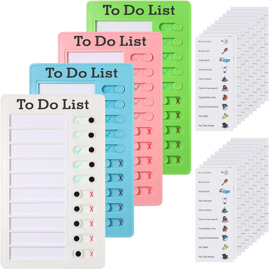 Aleric 4 Pcs Chores Chart for Kids, Daily Routine Chore Chart for Kids, Visual Schedule for Kids Chore Charts, Chore Board, RV Checklist, Sliding Planning Board to Do List ADHD Tools for Multiple Kids