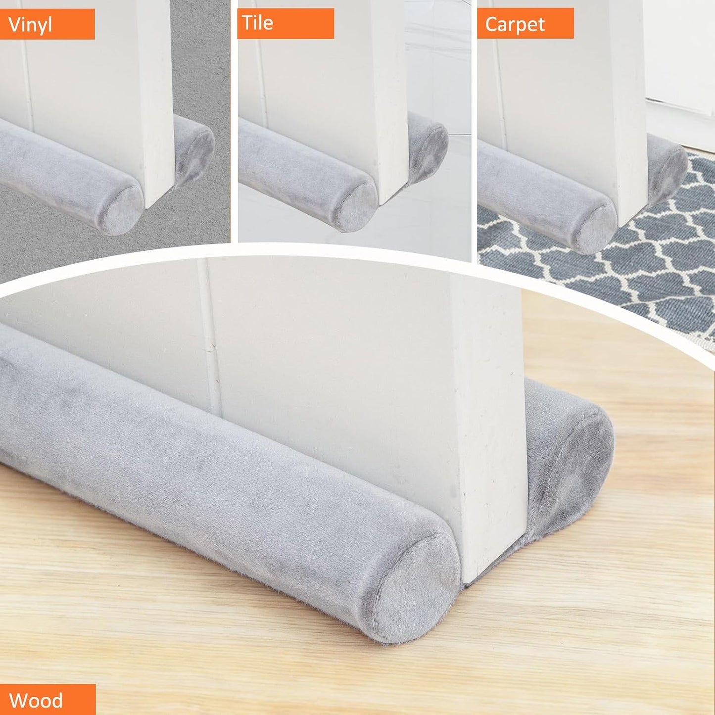 Under Door Draft Stopper 30-38" Adjustable Wind Stopper for Door & Window, Foam Door Sweep Air & Noise Blocker for Bottom of Doors Double Side Seal - Black