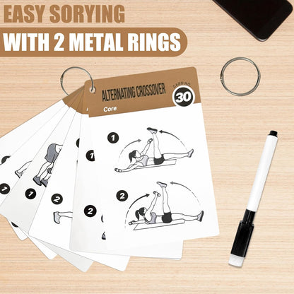 Bodyweight Workout Cards for Women & Men-50 Bodyweight Workout Cards，Includes 2 Rings& Dry-Erase for Easy Organization-Home, Gym or Studio (Bodyweight)