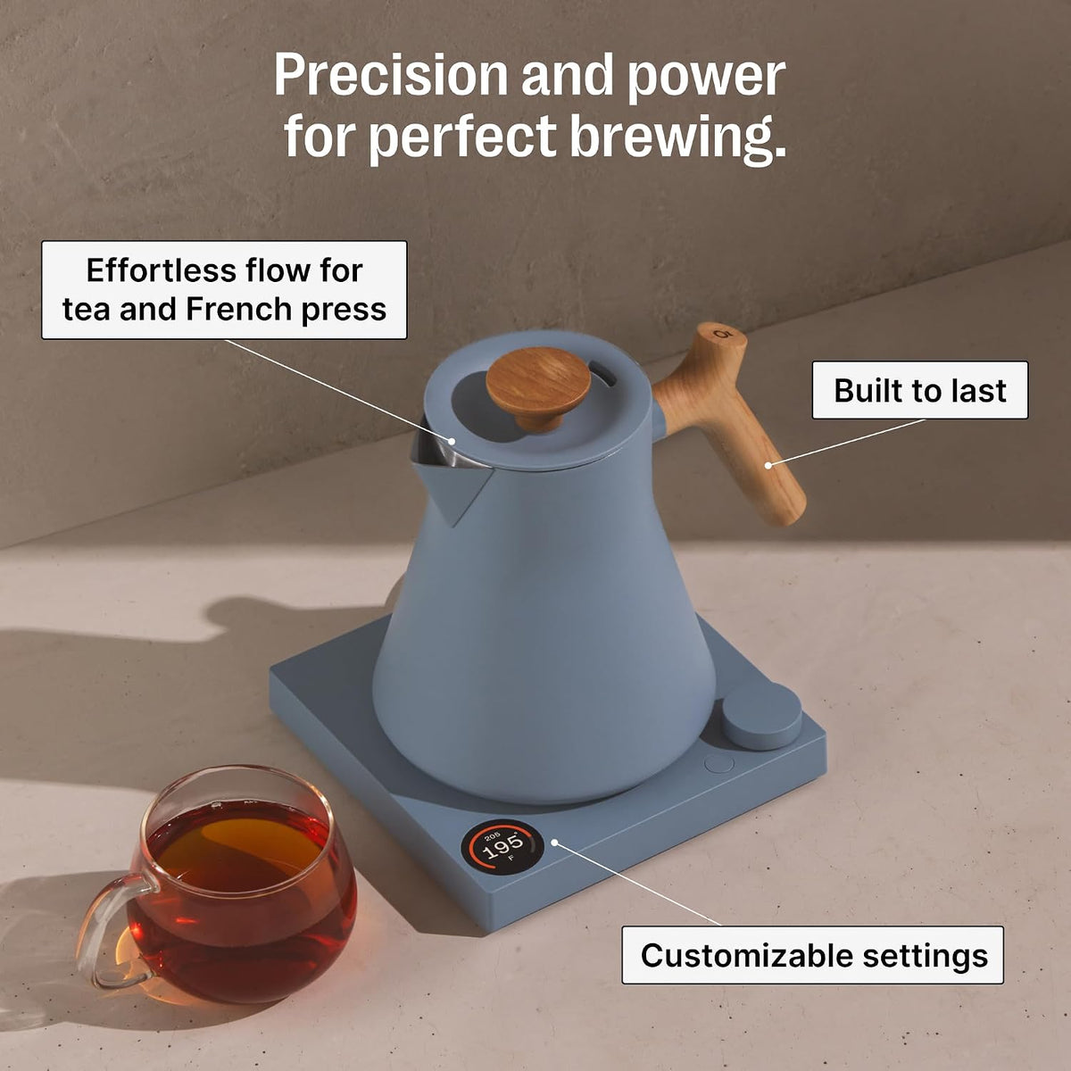 Fellow Corvo EKG Pro Small Electric Tea Kettle for Coffee, 0.9 Liter