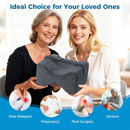 Knee Pillow for Side Sleepers, Memory Foam Leg Pillow with Strap, Grey | Ergonomic Between Leg Support Pillow for Sleeping Comfort, Knee and Ankle Positioning, Pregnancy, Joint Support, Medium Size