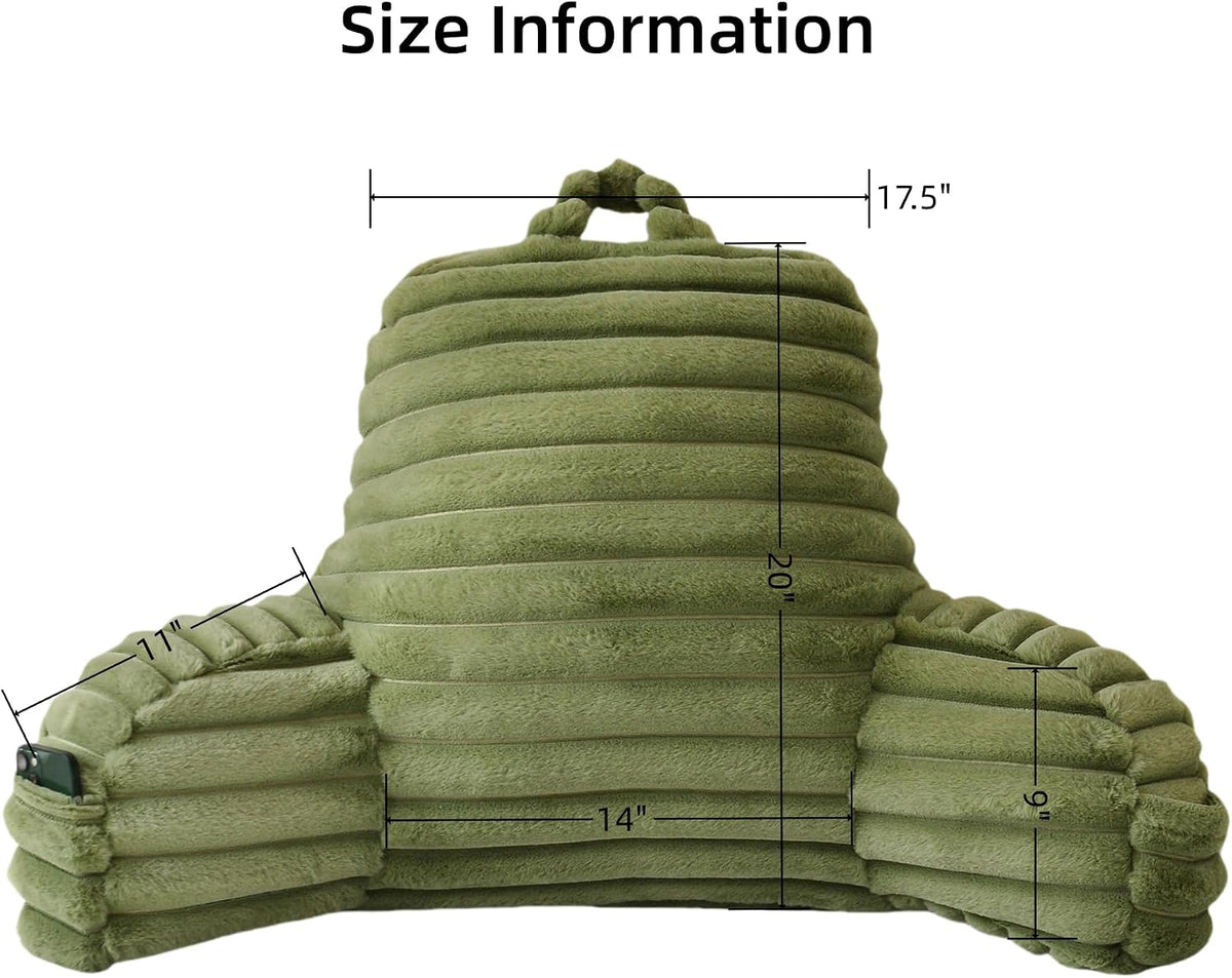 Large Reading Pillow for Adults, Back Support Pillow for Sitting Up in Bed with Arms, Couch for Lounging Bedrest, Pink